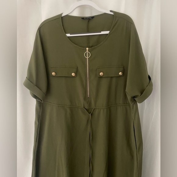 Plus size dress 18-20, Olive Midi Dress with Gold Accents - Picture 2 of 7